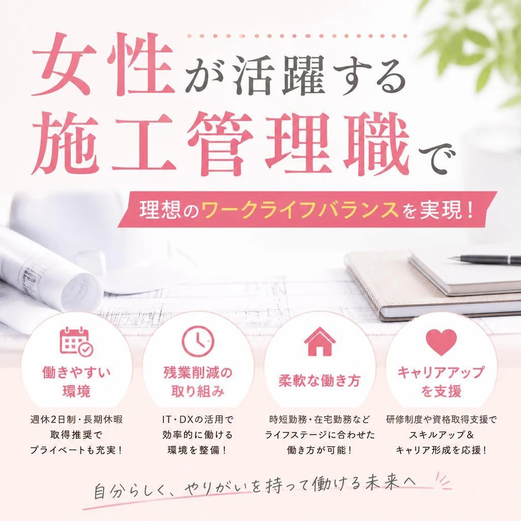 女性が活躍する施工管理職で理想のワークライフバランスを実現！