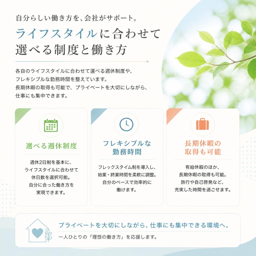充実した休暇制度と柔軟な働き方